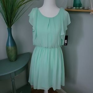 Mint ruffle sleeve dress